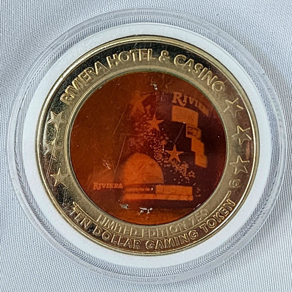 Riviera Casino Holographic $10‎ Dollar Token Chip 1/750 Valentines Day 2004 Rare